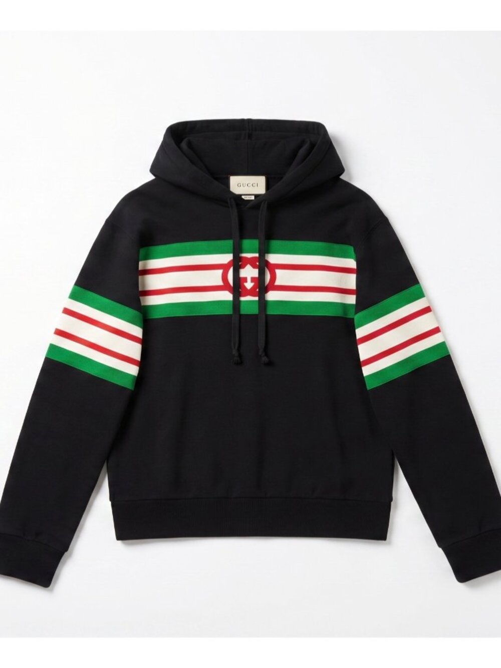 Gucci Interlocking G Print Cotton Hooded Sweatshirt Black Multicolor S 646953